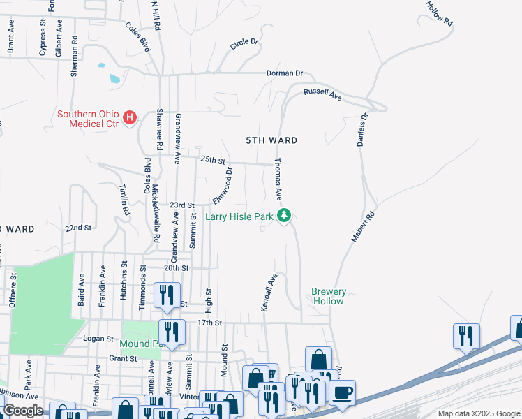 map of restaurants, bars, coffee shops, grocery stores, and more near 2365 Orizaba Lane in Portsmouth