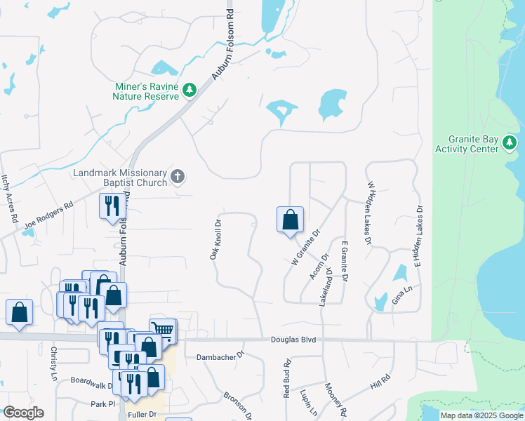 map of restaurants, bars, coffee shops, grocery stores, and more near 8185 Oak Knoll Drive in Granite Bay