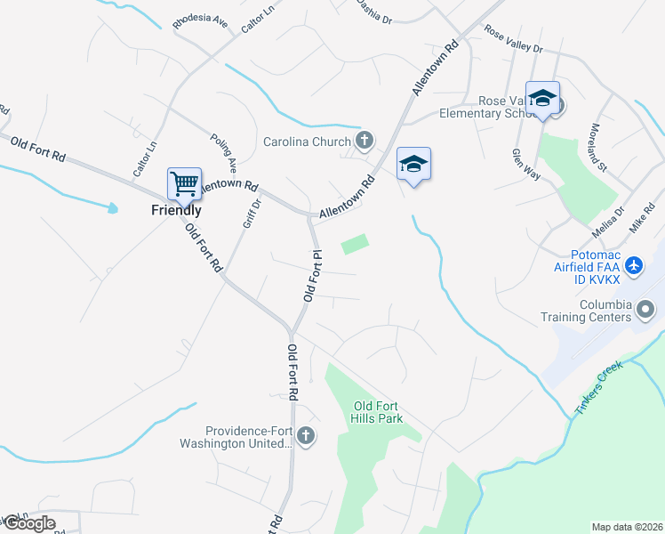 map of restaurants, bars, coffee shops, grocery stores, and more near 2204 Tonga Drive in Fort Washington