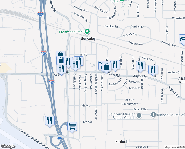 map of restaurants, bars, coffee shops, grocery stores, and more near 6149 Washington Avenue in Berkeley