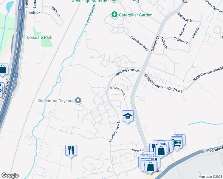 map of restaurants, bars, coffee shops, grocery stores, and more near 7700 Island Creek Court in Alexandria