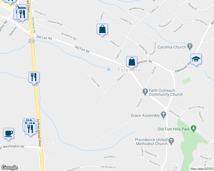 map of restaurants, bars, coffee shops, grocery stores, and more near 10229 Roland Lane in Fort Washington