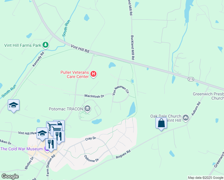map of restaurants, bars, coffee shops, grocery stores, and more near 4033 Von Neuman Circle in Warrenton