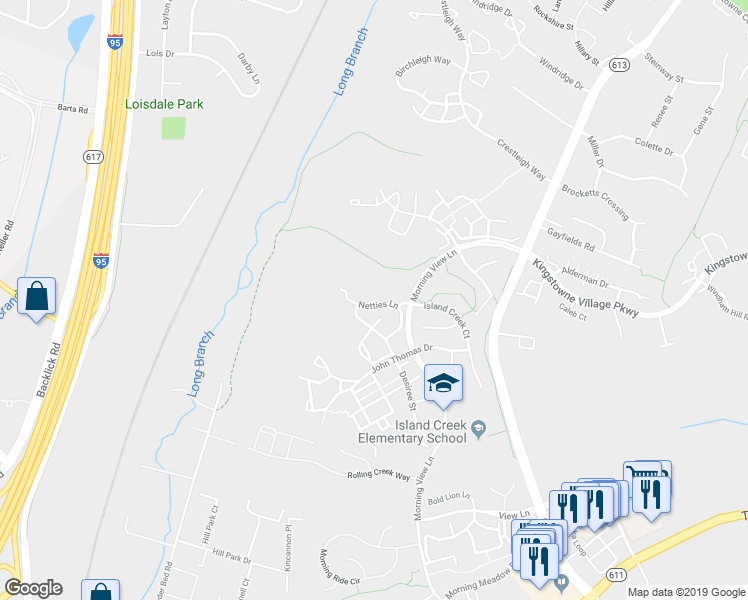 map of restaurants, bars, coffee shops, grocery stores, and more near 6608 Netties Lane in Alexandria