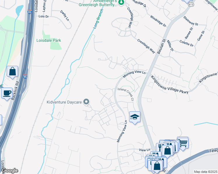 map of restaurants, bars, coffee shops, grocery stores, and more near 6606 Netties Lane in Alexandria