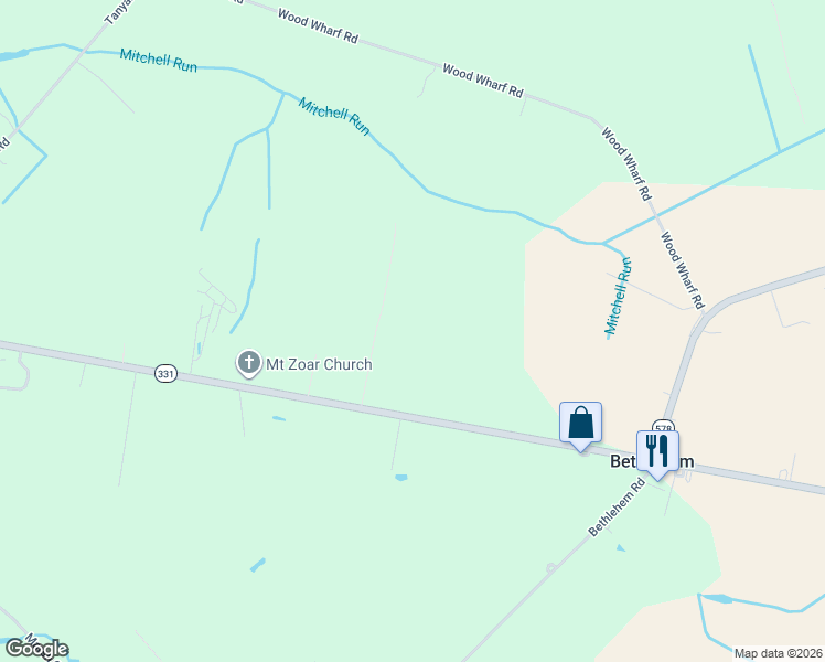 map of restaurants, bars, coffee shops, grocery stores, and more near 21682 Dover Bridge Road in Preston