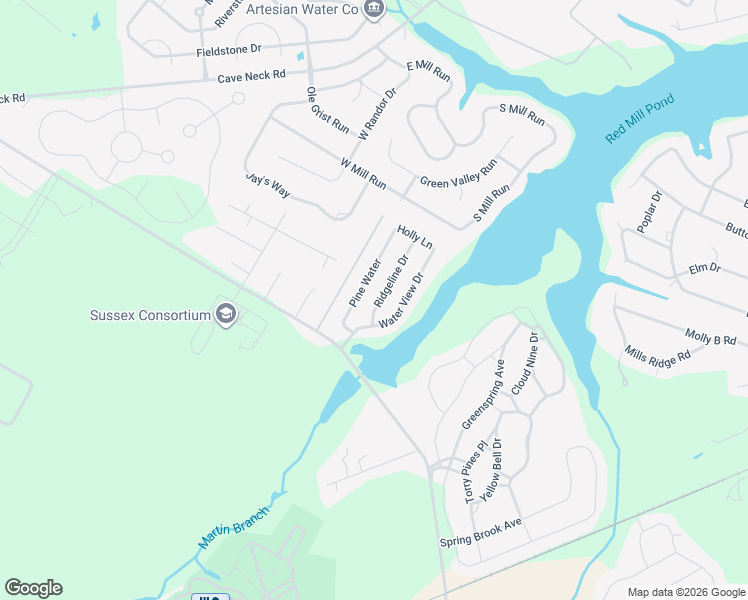 map of restaurants, bars, coffee shops, grocery stores, and more near 52 Water View Drive in Lewes