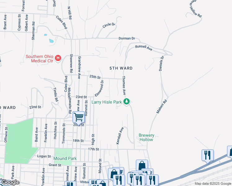 map of restaurants, bars, coffee shops, grocery stores, and more near 2365 Orizaba Lane in Portsmouth