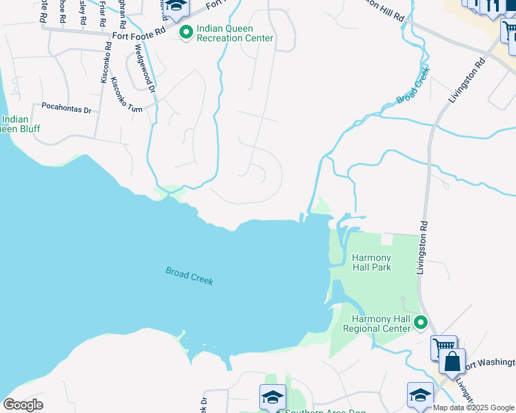 map of restaurants, bars, coffee shops, grocery stores, and more near 10034 Edgewater Terrace in Fort Washington