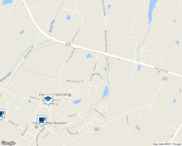 map of restaurants, bars, coffee shops, grocery stores, and more near 4043 Von Neuman Circle in Warrenton