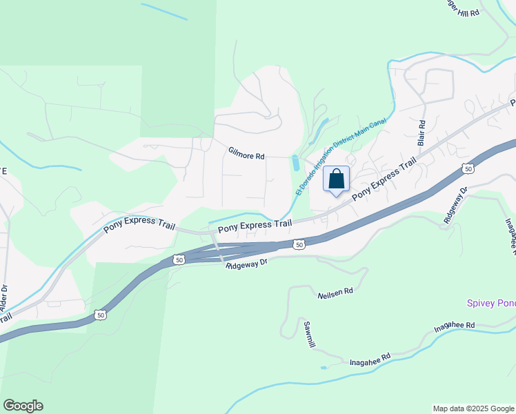 map of restaurants, bars, coffee shops, grocery stores, and more near 2940 Shadow Lane in Pollock Pines