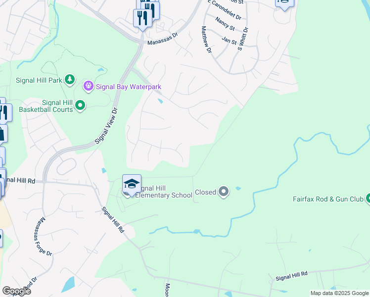 map of restaurants, bars, coffee shops, grocery stores, and more near 9409 Buckhall Farm Court in Manassas