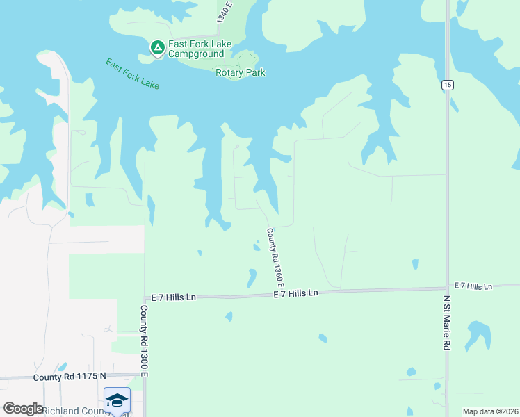 map of restaurants, bars, coffee shops, grocery stores, and more near 4912 County Road 1360 East in Olney