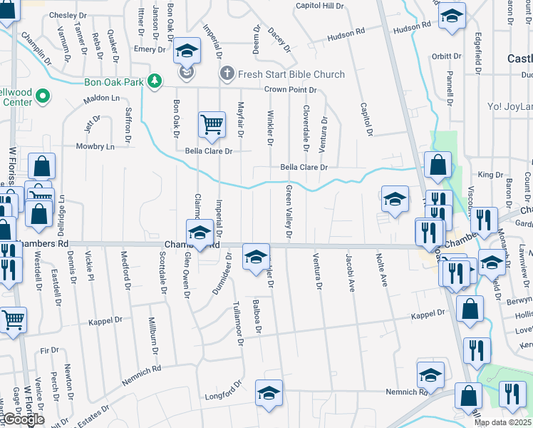 map of restaurants, bars, coffee shops, grocery stores, and more near 10035 Winkler Drive in St. Louis