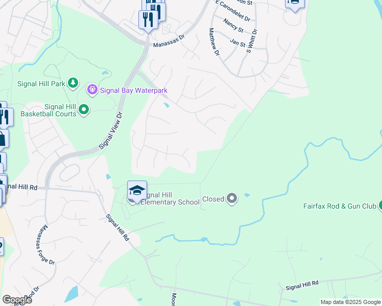 map of restaurants, bars, coffee shops, grocery stores, and more near 9409 Buckhall Farm Court in Manassas