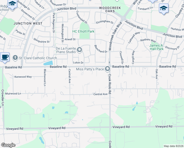 map of restaurants, bars, coffee shops, grocery stores, and more near 8050 Carolyn Court in Roseville