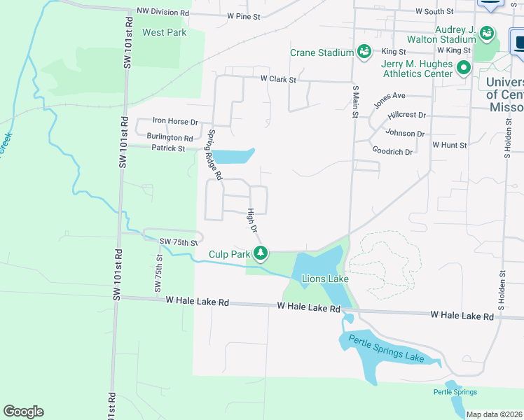 map of restaurants, bars, coffee shops, grocery stores, and more near 22 Locust Lane in Warrensburg