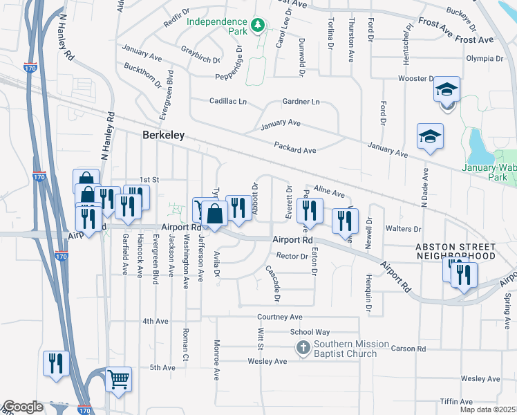 map of restaurants, bars, coffee shops, grocery stores, and more near 6314 Abbott Drive in Berkeley