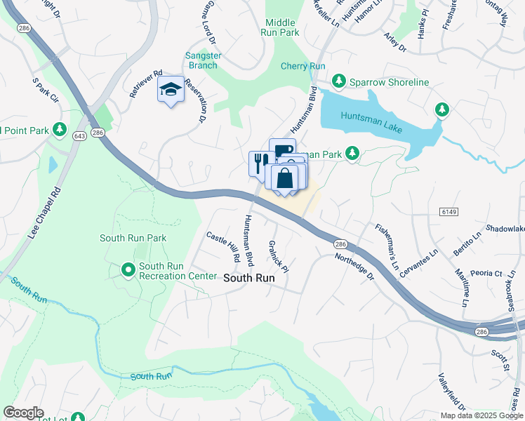 map of restaurants, bars, coffee shops, grocery stores, and more near 9312 Mac Swain Place in Springfield