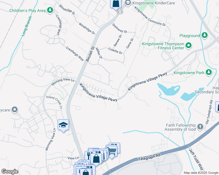 map of restaurants, bars, coffee shops, grocery stores, and more near 6391 Gayfields Road in Alexandria