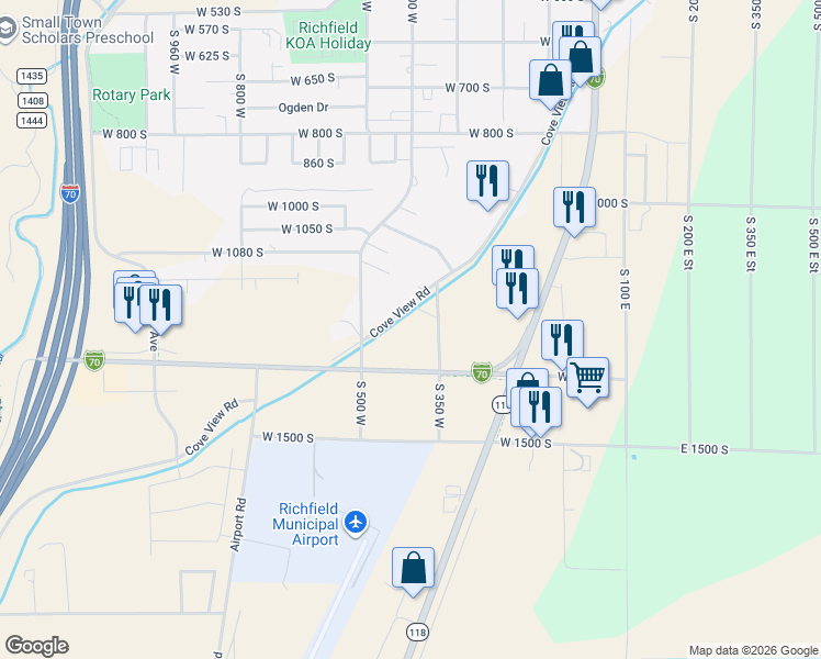 map of restaurants, bars, coffee shops, grocery stores, and more near in Richfield