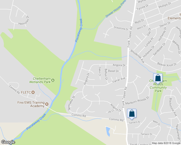 map of restaurants, bars, coffee shops, grocery stores, and more near 10215 Angora Drive in Cheltenham