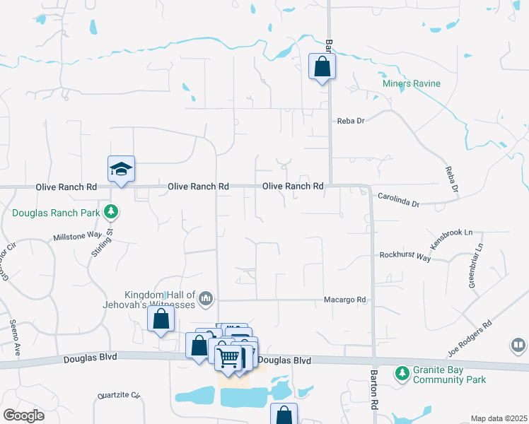 map of restaurants, bars, coffee shops, grocery stores, and more near 8077 Olive Place in Granite Bay