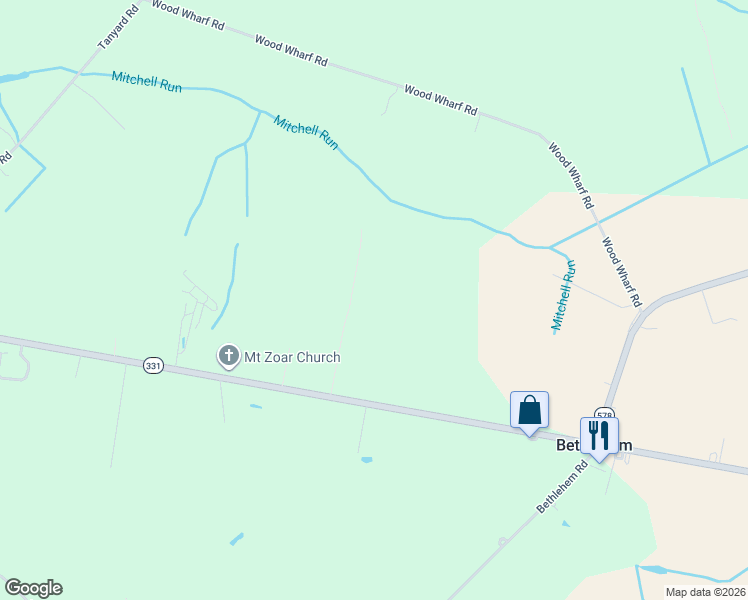 map of restaurants, bars, coffee shops, grocery stores, and more near 21682 Dover Bridge Road in Preston