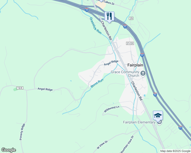 map of restaurants, bars, coffee shops, grocery stores, and more near 326 Angel Ridge in Ripley