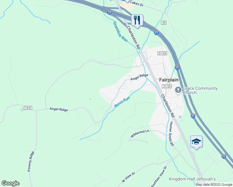 map of restaurants, bars, coffee shops, grocery stores, and more near 326 Angel Ridge in Ripley
