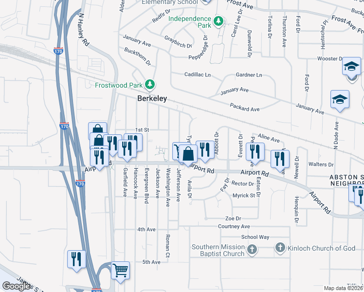map of restaurants, bars, coffee shops, grocery stores, and more near 6228 Jefferson Avenue in Berkeley
