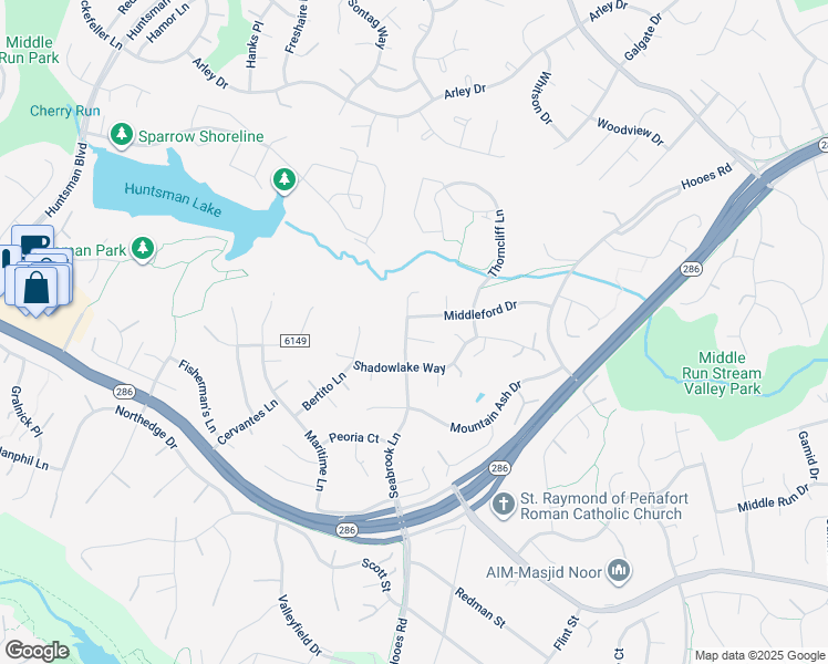 map of restaurants, bars, coffee shops, grocery stores, and more near 8840 Seacraft Court in Springfield