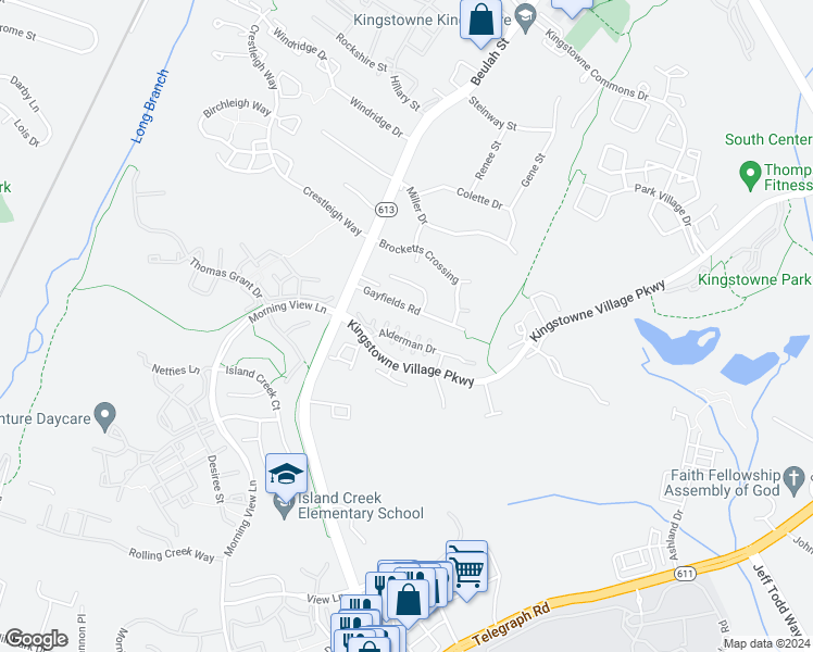 map of restaurants, bars, coffee shops, grocery stores, and more near 6348 Alderman Drive in Alexandria