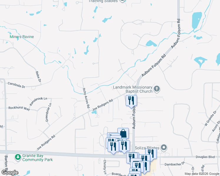 map of restaurants, bars, coffee shops, grocery stores, and more near 6787 Iowa Court in Granite Bay