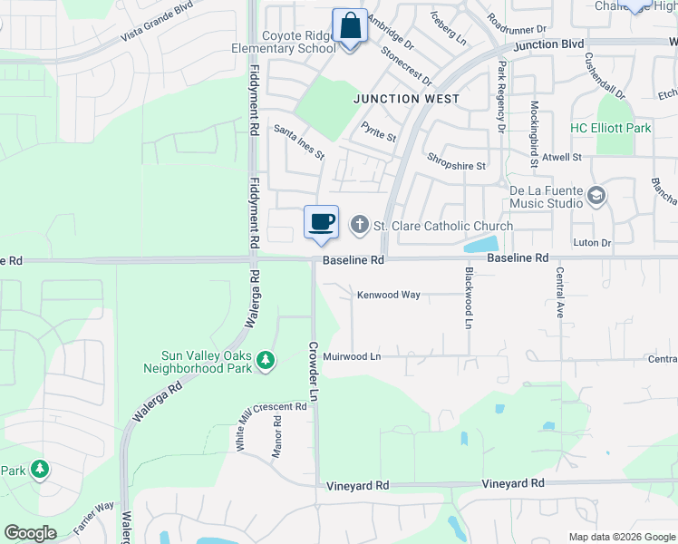 map of restaurants, bars, coffee shops, grocery stores, and more near 3912 Kenwood Way in Roseville