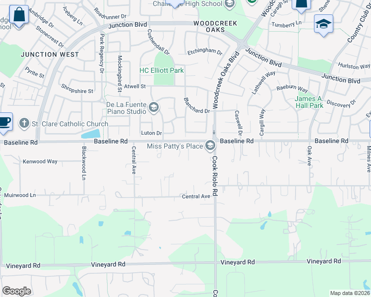 map of restaurants, bars, coffee shops, grocery stores, and more near 8050 Carolyn Court in Roseville