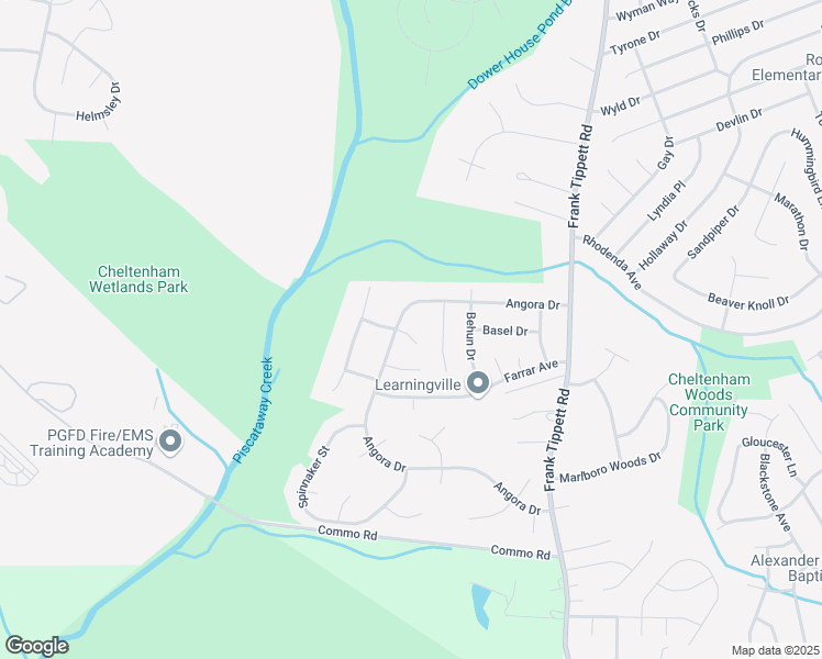 map of restaurants, bars, coffee shops, grocery stores, and more near 10002 Angora Terrace in Cheltenham