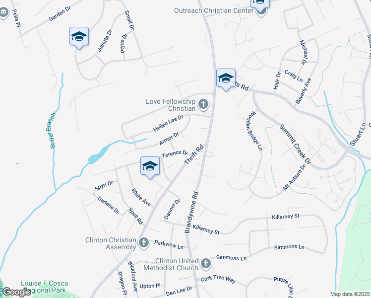 map of restaurants, bars, coffee shops, grocery stores, and more near 6204 Terence Drive in Clinton