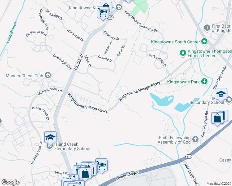map of restaurants, bars, coffee shops, grocery stores, and more near 6205 Littlethorpe Lane in Alexandria