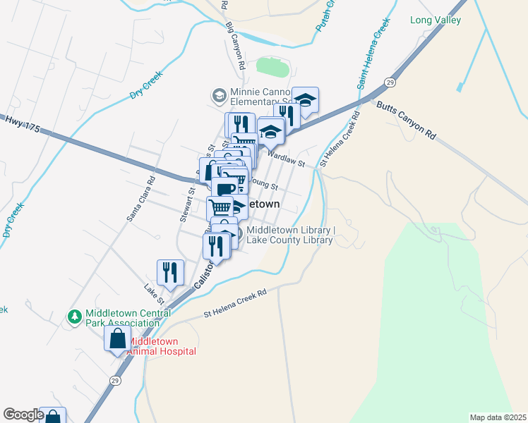 map of restaurants, bars, coffee shops, grocery stores, and more near 21173 Lincoln Street in Middletown