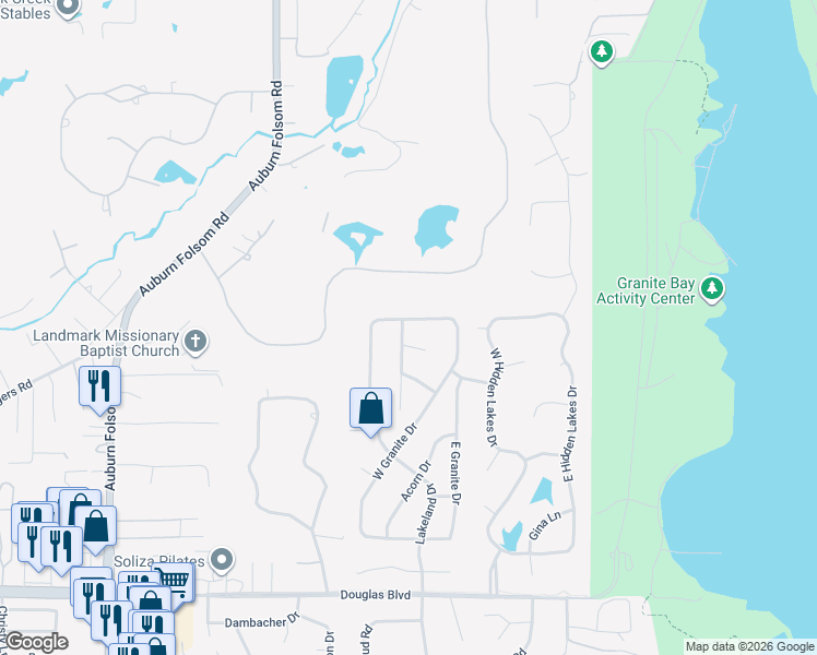 map of restaurants, bars, coffee shops, grocery stores, and more near 8094 Shadowood Court in Granite Bay
