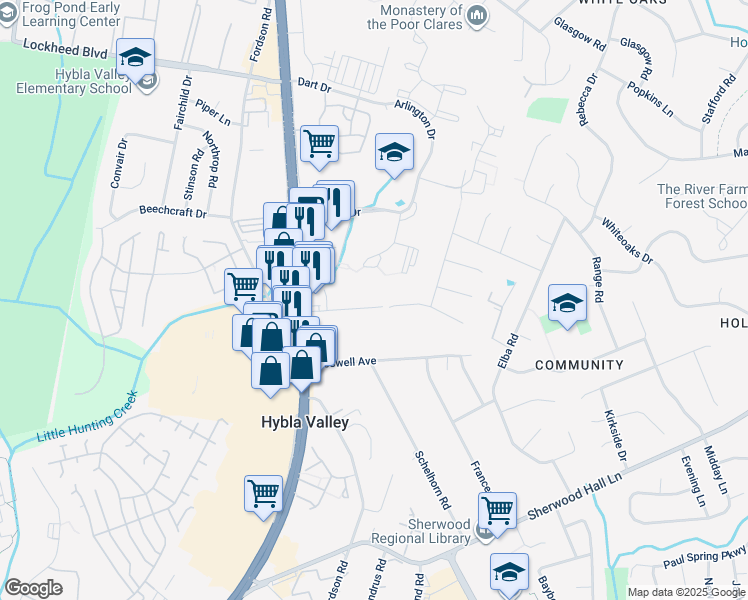 map of restaurants, bars, coffee shops, grocery stores, and more near 2808 Woodlawn Trail in Alexandria