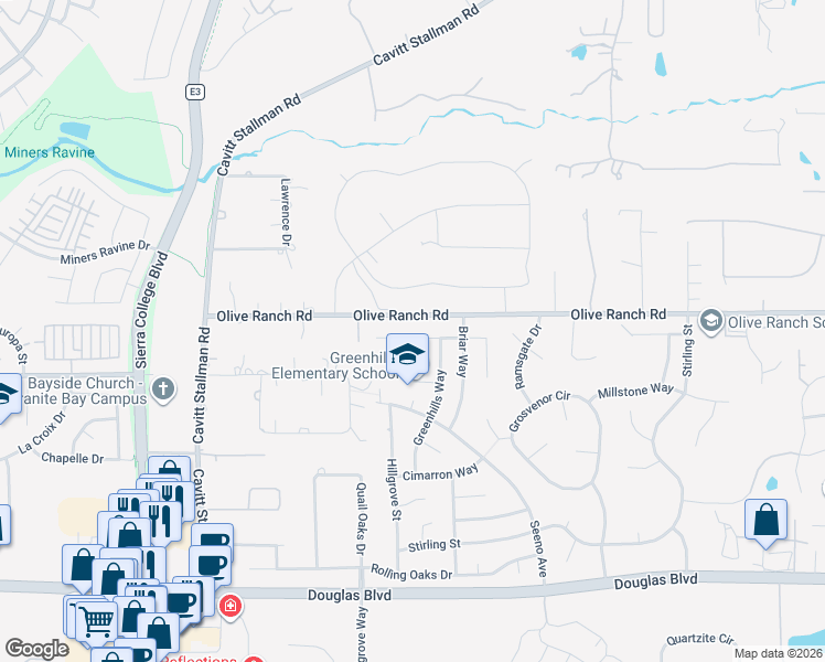 map of restaurants, bars, coffee shops, grocery stores, and more near 4575 Northglen Street in Granite Bay