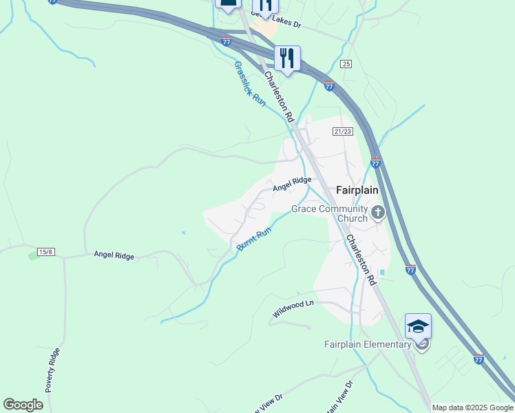 map of restaurants, bars, coffee shops, grocery stores, and more near County Road 21/27 in Ripley