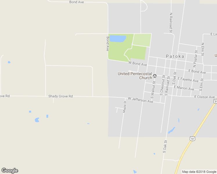 map of restaurants, bars, coffee shops, grocery stores, and more near 512 West Jefferson Avenue in Patoka