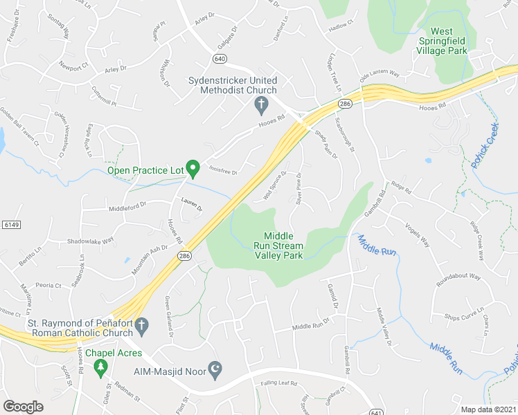 map of restaurants, bars, coffee shops, grocery stores, and more near 8528 Wild Spruce Dr in Springfield
