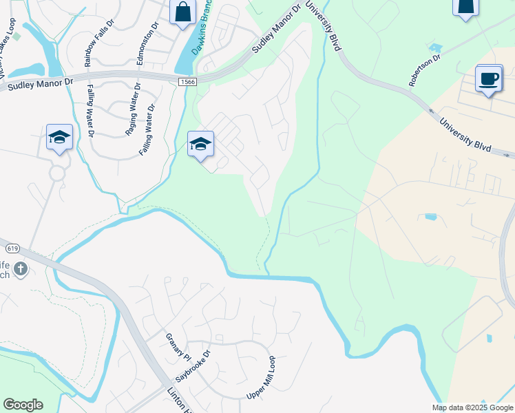 map of restaurants, bars, coffee shops, grocery stores, and more near 9350 Angel Falls Street in Bristow