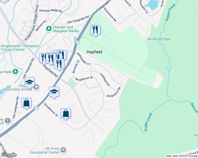map of restaurants, bars, coffee shops, grocery stores, and more near 5708 Broadmoor Street in Alexandria