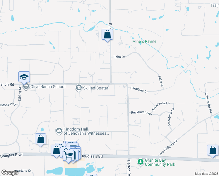 map of restaurants, bars, coffee shops, grocery stores, and more near 5847 Olive Ranch Road in Granite Bay