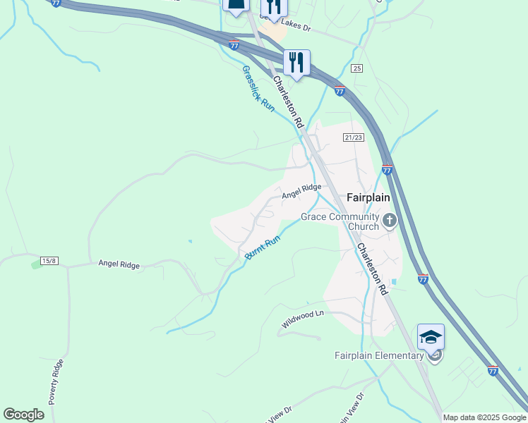 map of restaurants, bars, coffee shops, grocery stores, and more near 246 Angel Ridge in Ripley